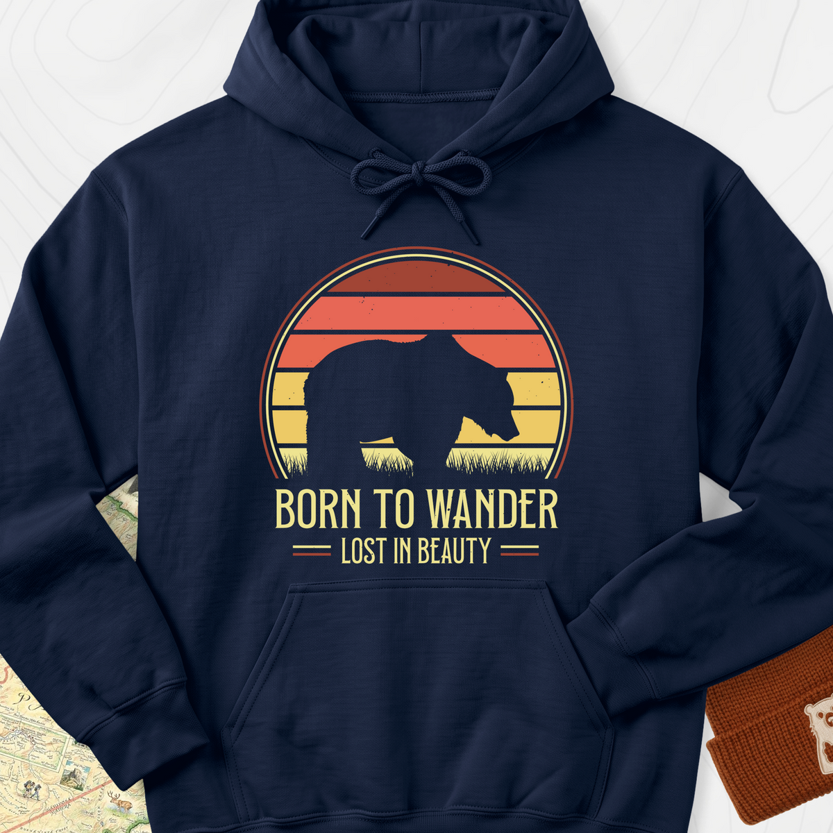 Born to Wander Hoodie - Navy