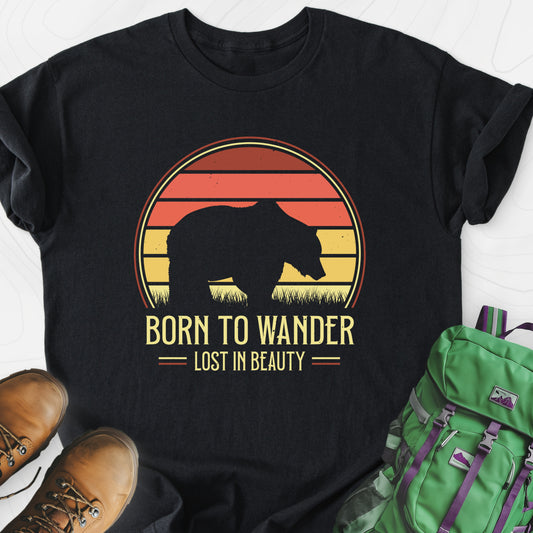 Born to Wander Black front print lightweight T-shirt