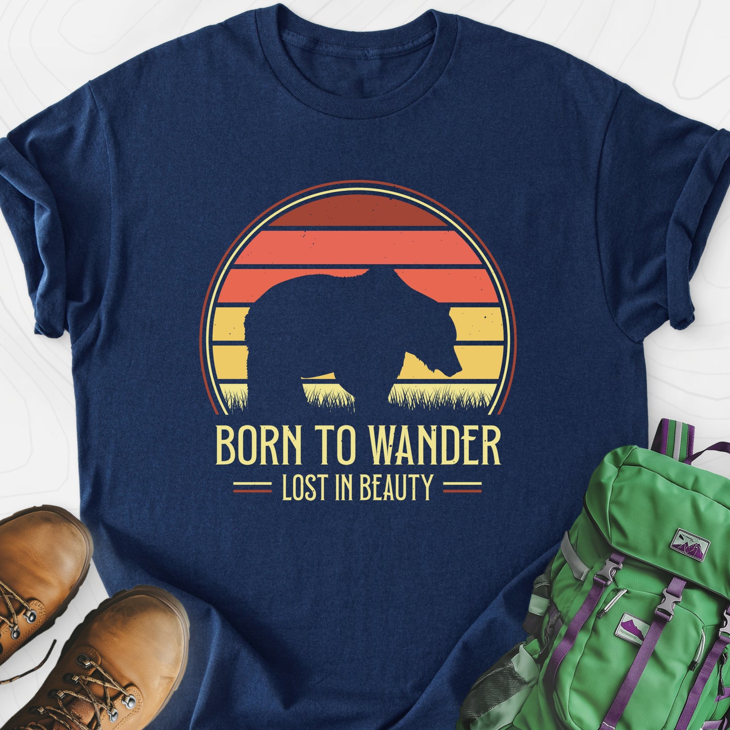 Born to Wander Navy front print lightweight T-shirt
