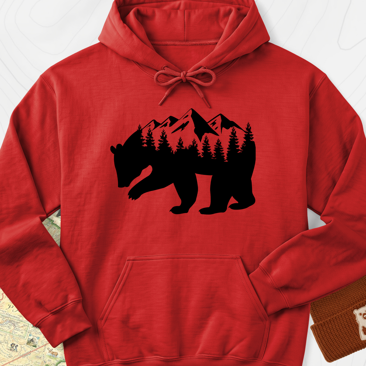 Mountain Bear Hoodie - Red