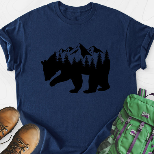 Mountain Bear Navy front print lightweight T-shirt