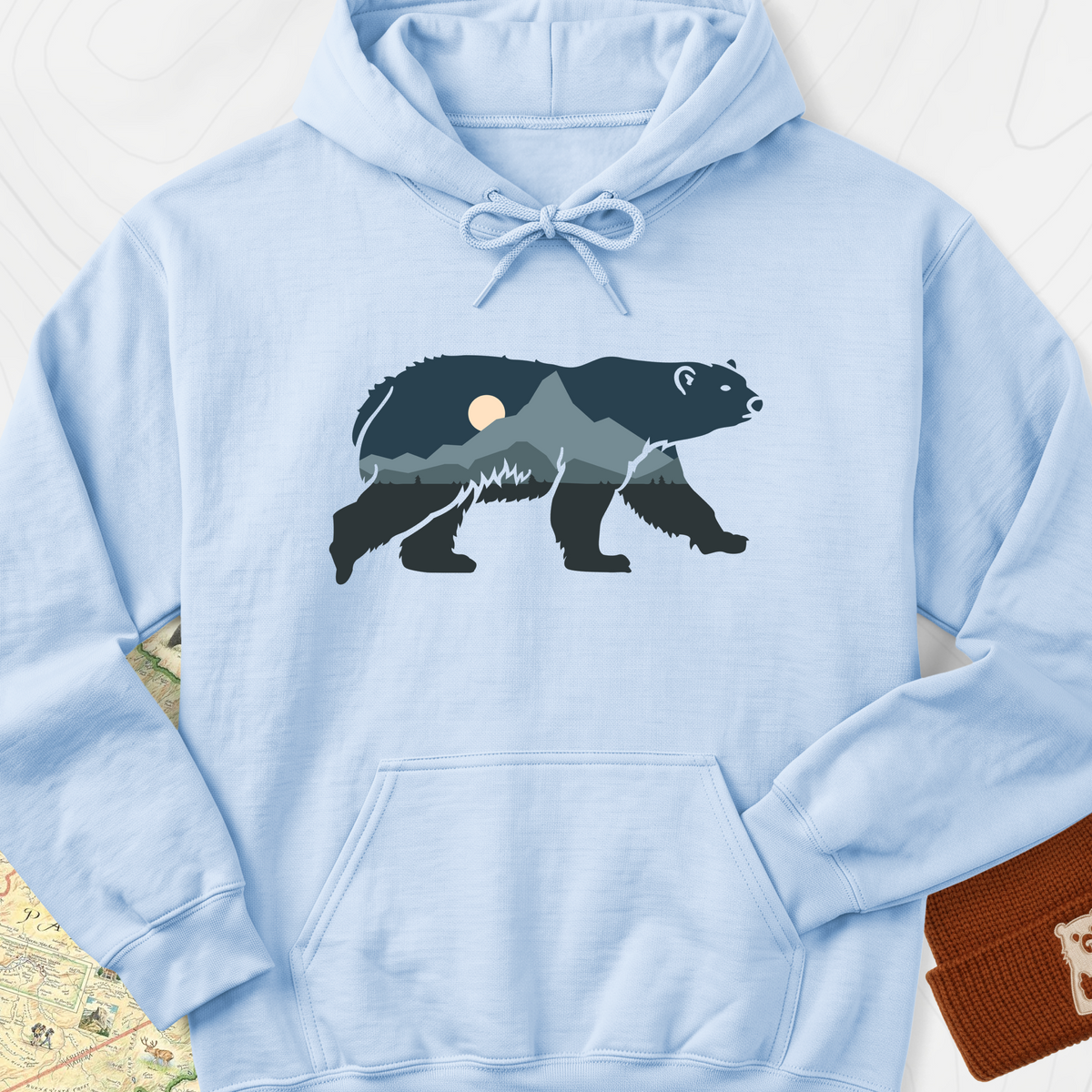 Bear Mountains Hoodie - Light Blue