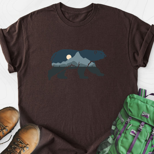 Bear Mountains Dark Chocolate front print lightweight T-shirt