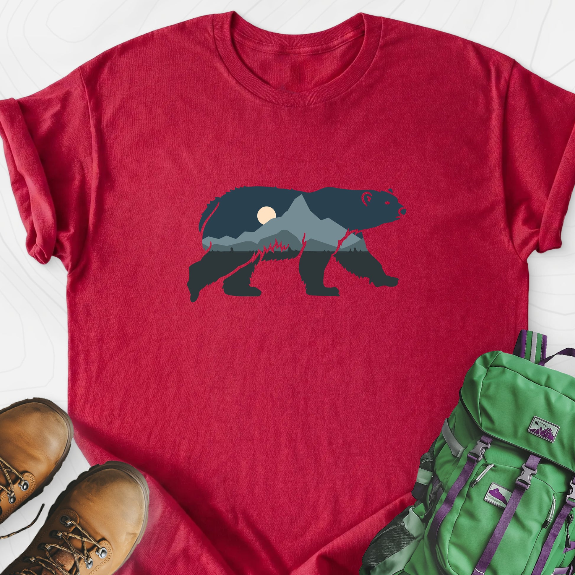 Bear Mountains Heather Red front print lightweight T-shirt