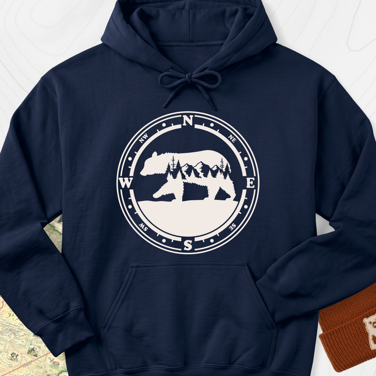 Bear Compass Hoodie - Navy