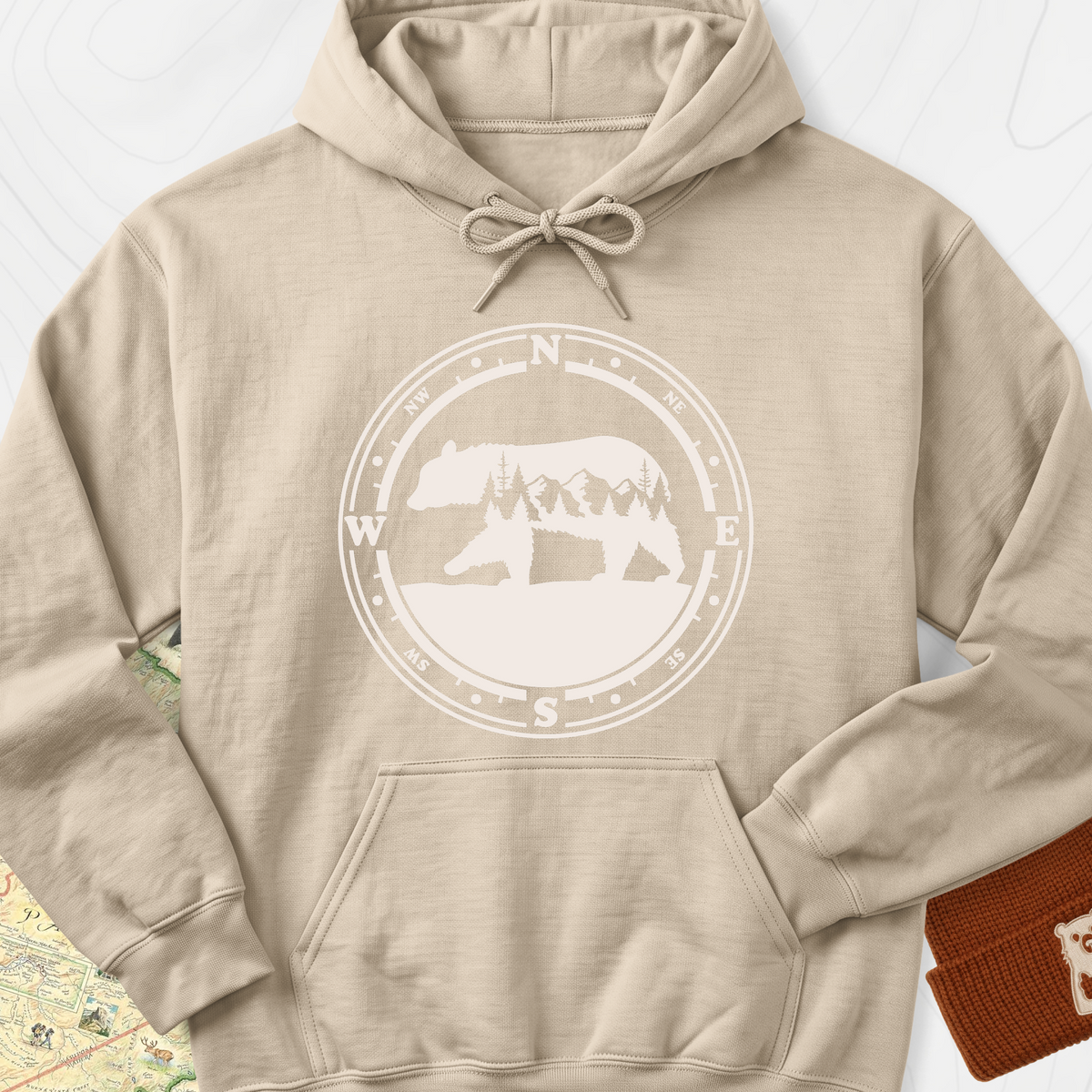 Bear Compass Hoodie - Sand