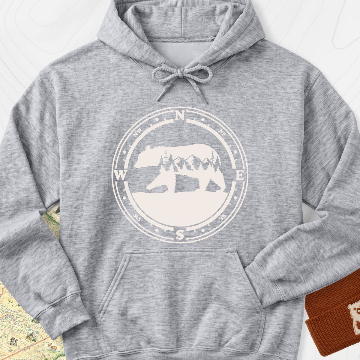 Bear Compass Hoodie - Sport Grey