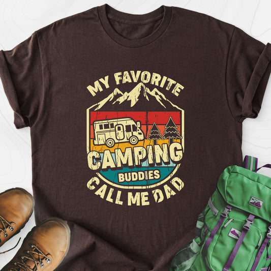 My Favorite Camping Buddies Dark Chocolate front print lightweight T-shirt