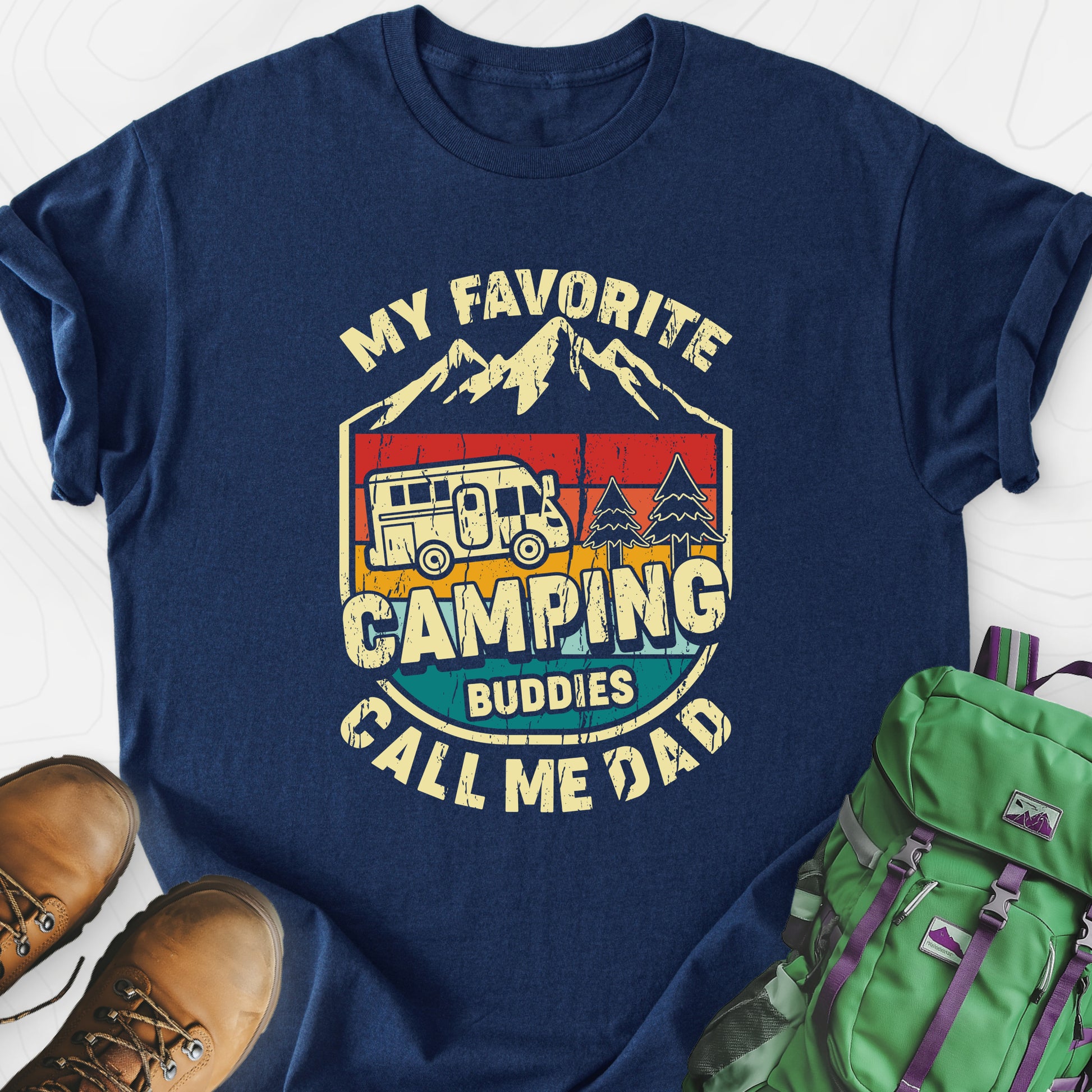 My Favorite Camping Buddies Navy front print lightweight T-shirt