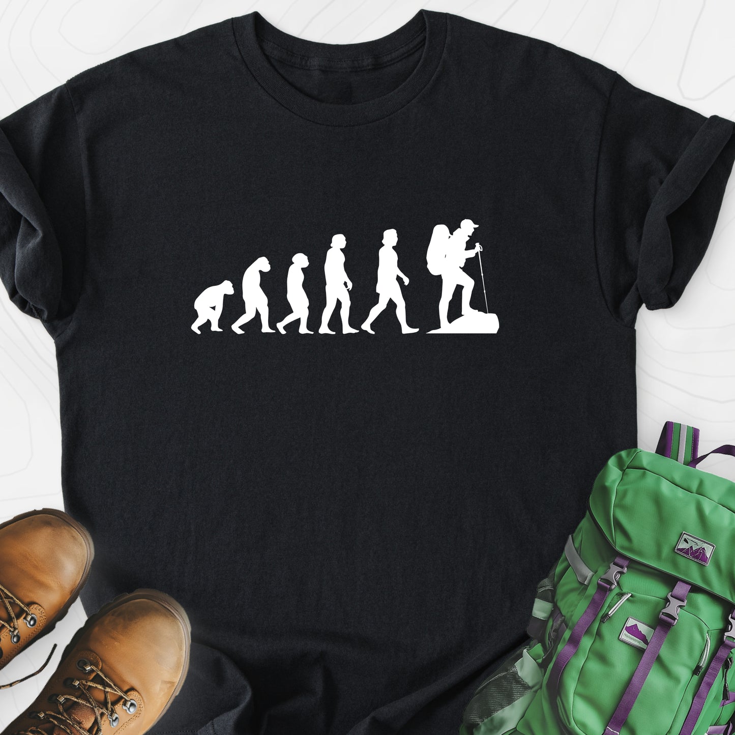 Hiking Evolution Black front print lightweight T-shirt