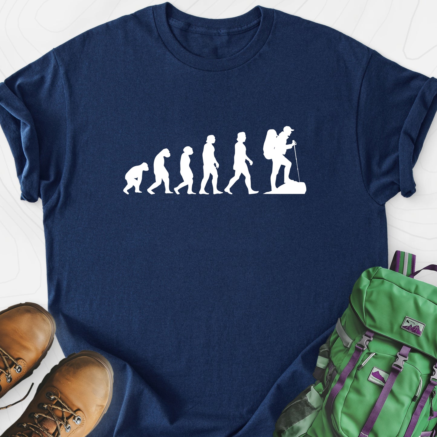 Hiking Evolution Navy front print lightweight T-shirt