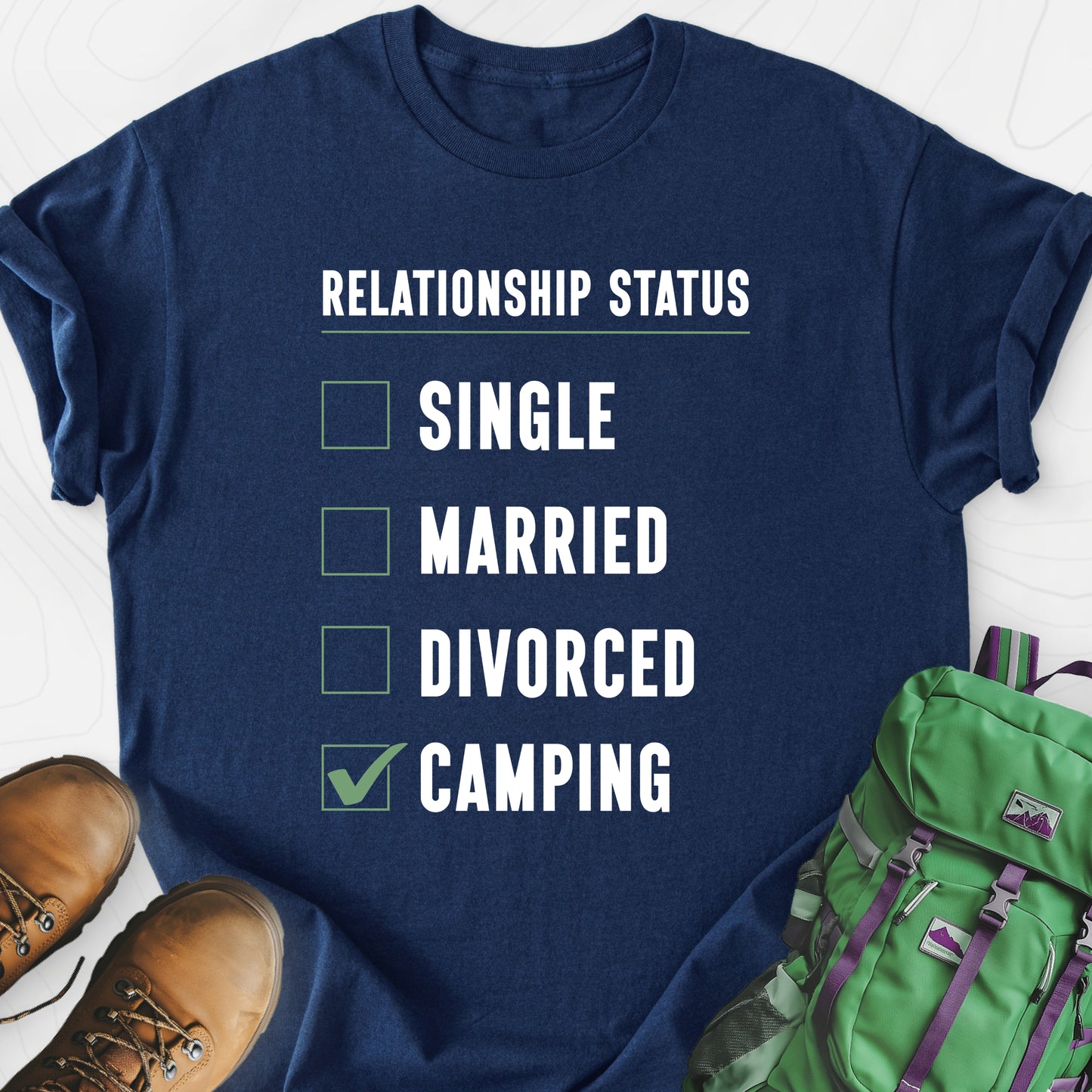 Relationship Status Navy front print lightweight T-shirt