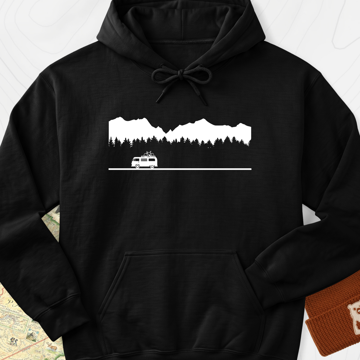 Motorhome in the Mountains Hoodie - Black