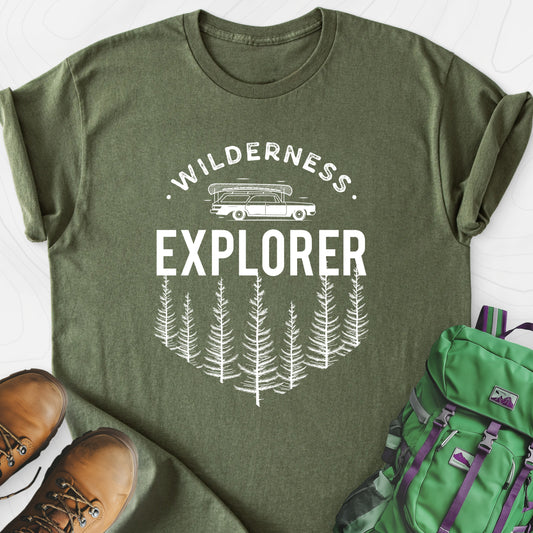 Wilderness Explorer Military Green front print lightweight T-shirt
