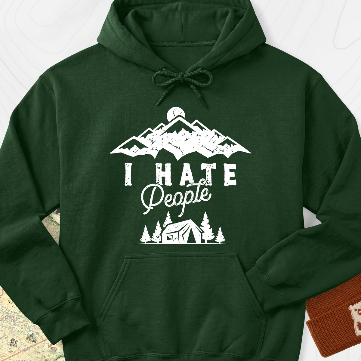 I Hate People Hoodie - Forest Green