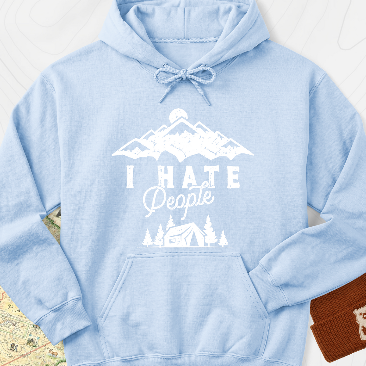I Hate People Hoodie - Light Blue