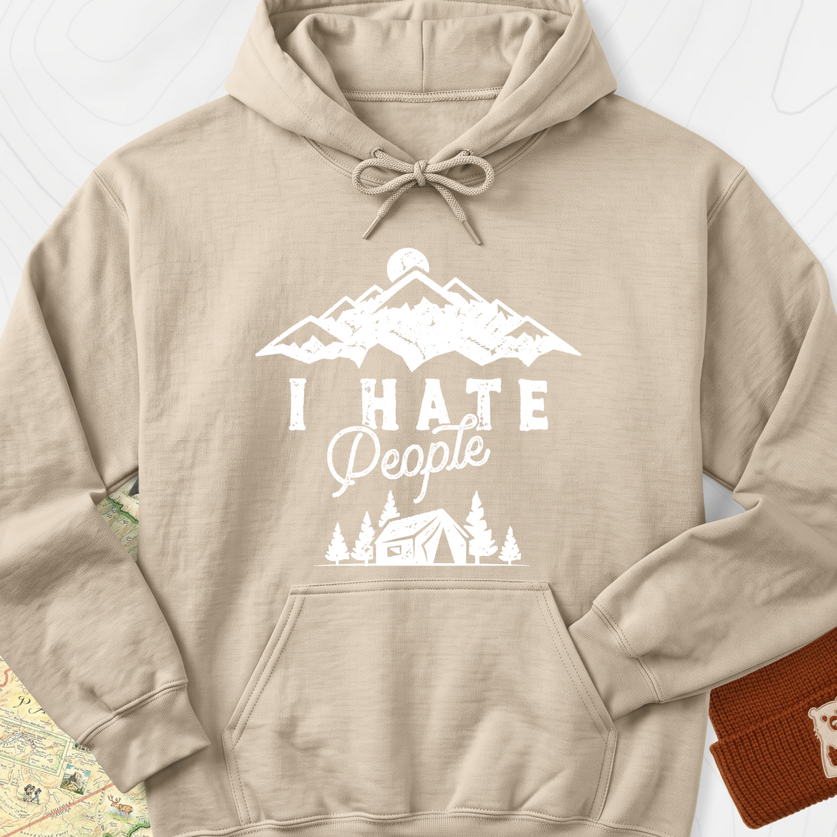 I Hate People Hoodie - Sand