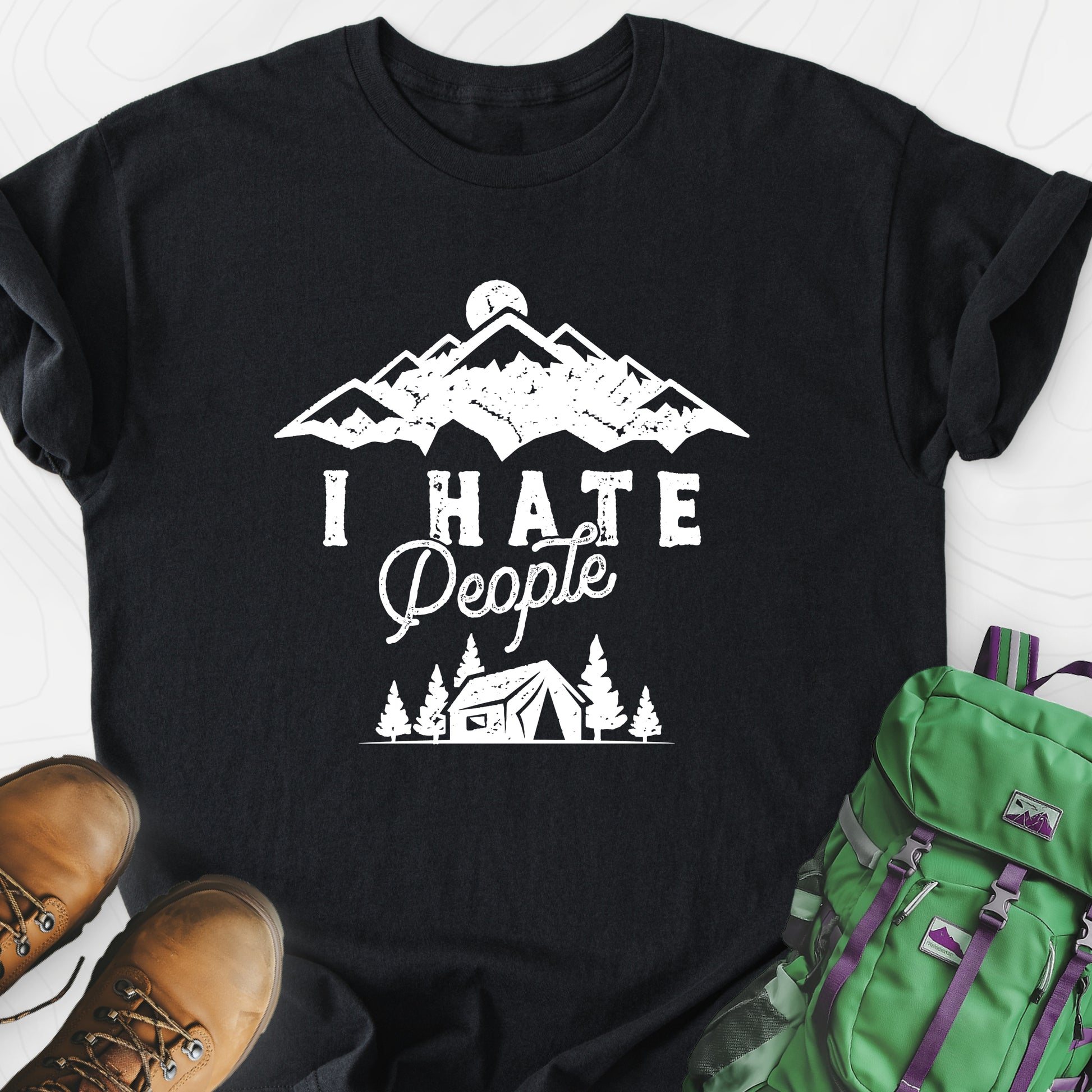 I Hate People Black front print lightweight T-shirt