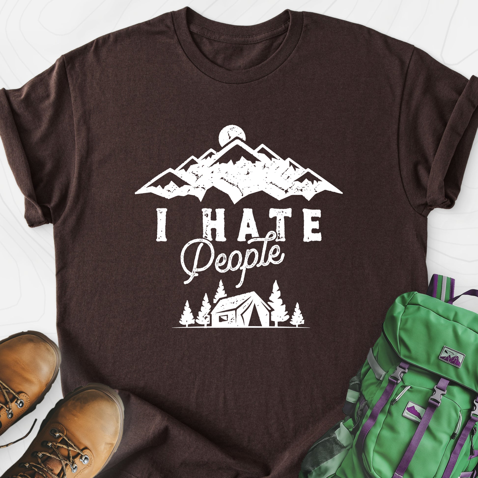 I Hate People Dark Chocolate front print lightweight T-shirt