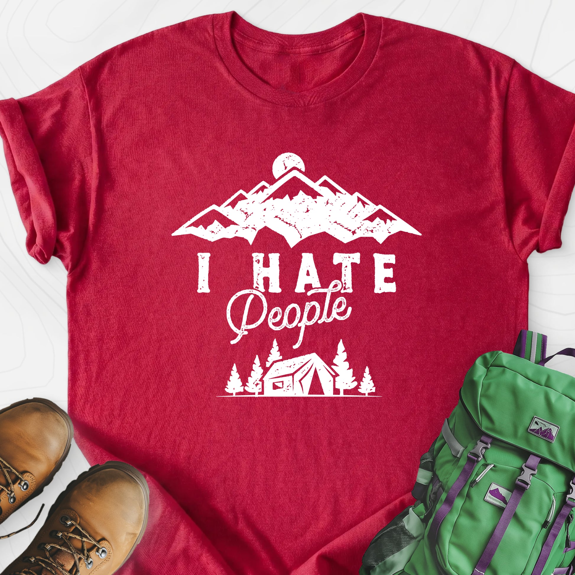 I Hate People Heather Red front print lightweight T-shirt