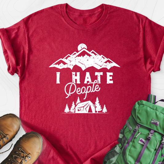 I Hate People Heather Red front print lightweight T-shirt