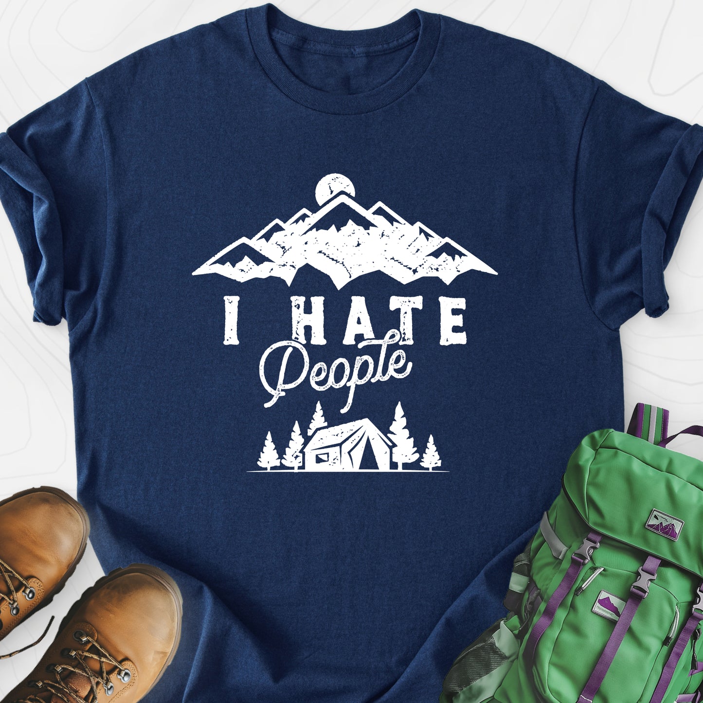 I Hate People Navy front print lightweight T-shirt