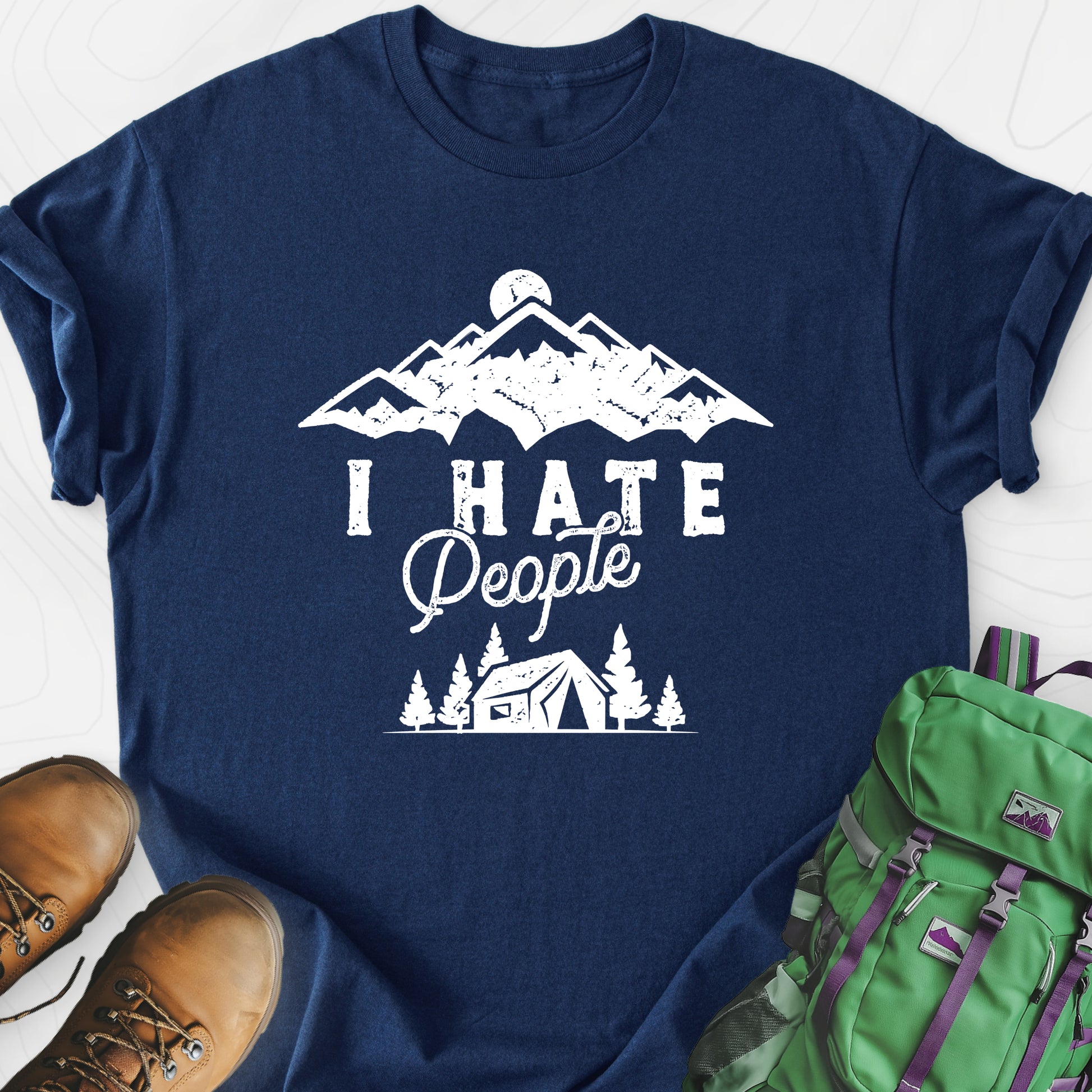 I Hate People Navy front print lightweight T-shirt