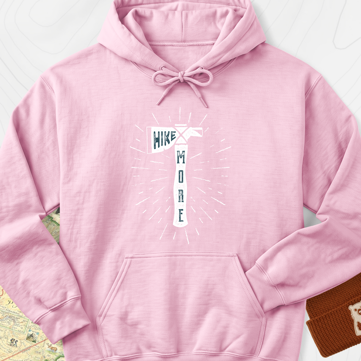 Hike More Axe Hoodie - Light Pink