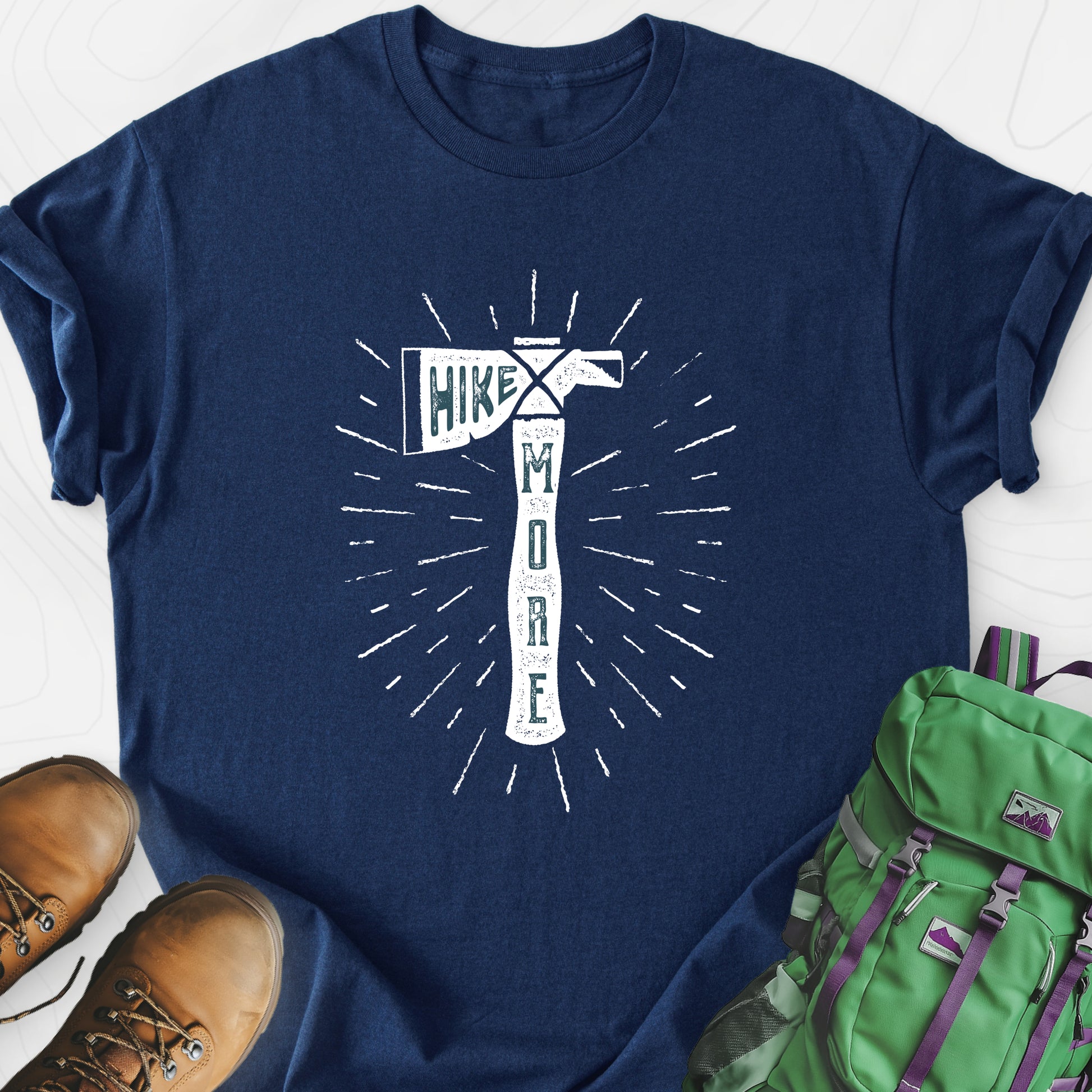 Hike More Axe Navy front print lightweight T-shirt