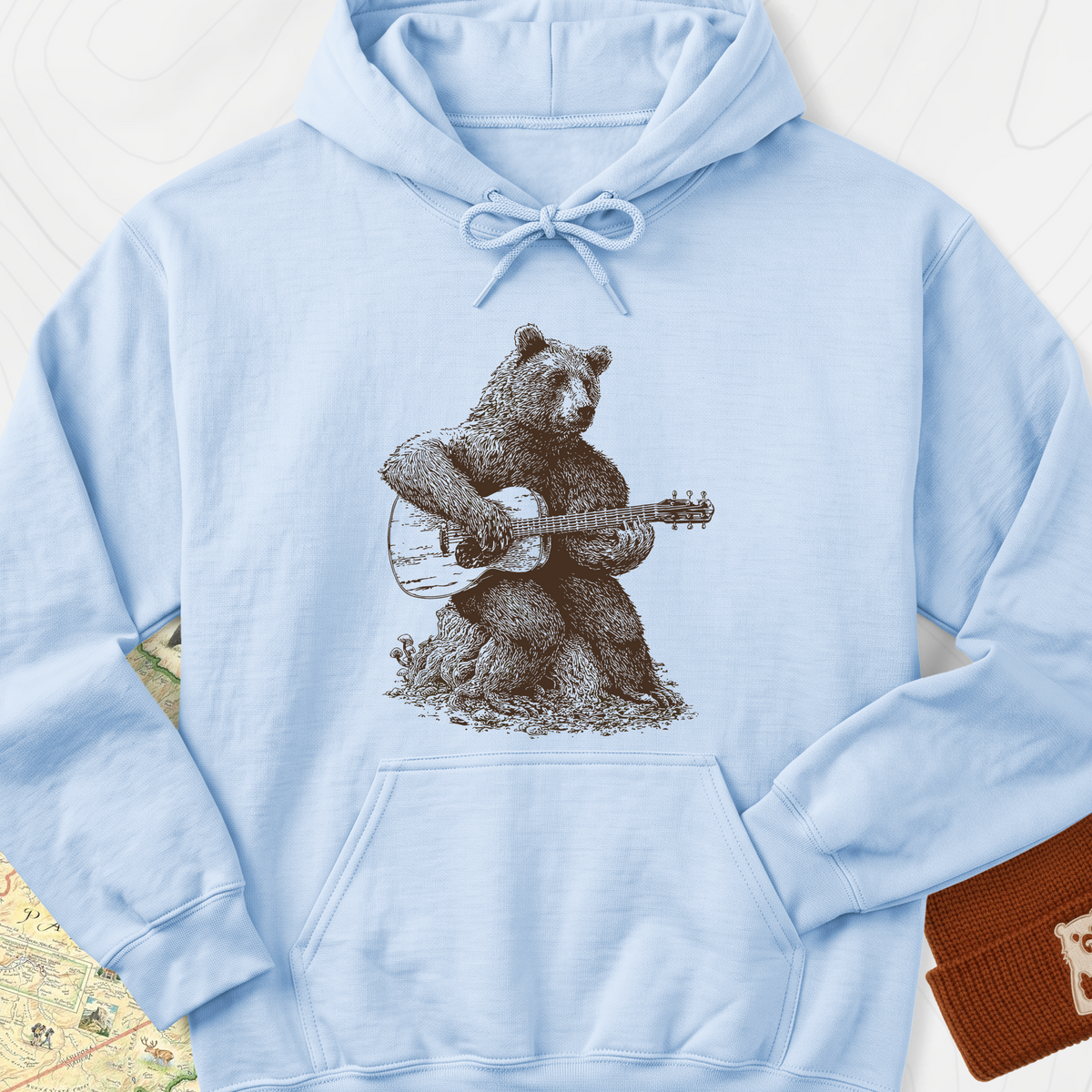 Bear Guitar Hoodie - Light Blue