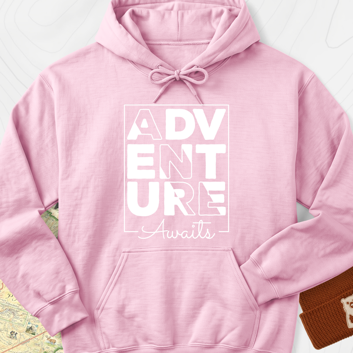 Adventure Awaits Hoodie - Light Pink
