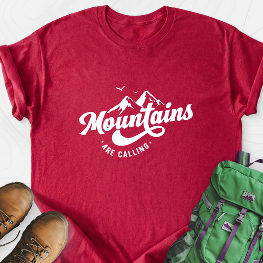 Calling Mountains Heather Red front print lightweight T-shirt
