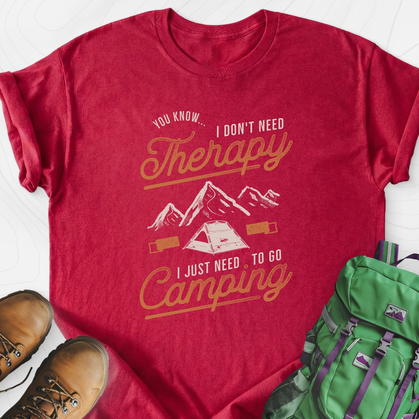 Don't Need Therapy Heather Red front print lightweight T-shirt