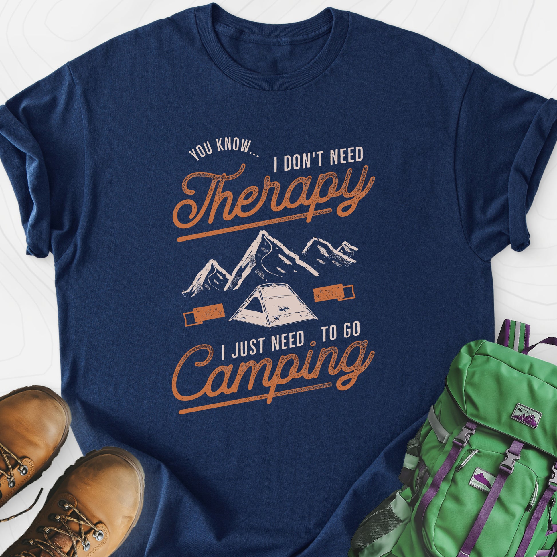 Don't Need Therapy Navy front print lightweight T-shirt