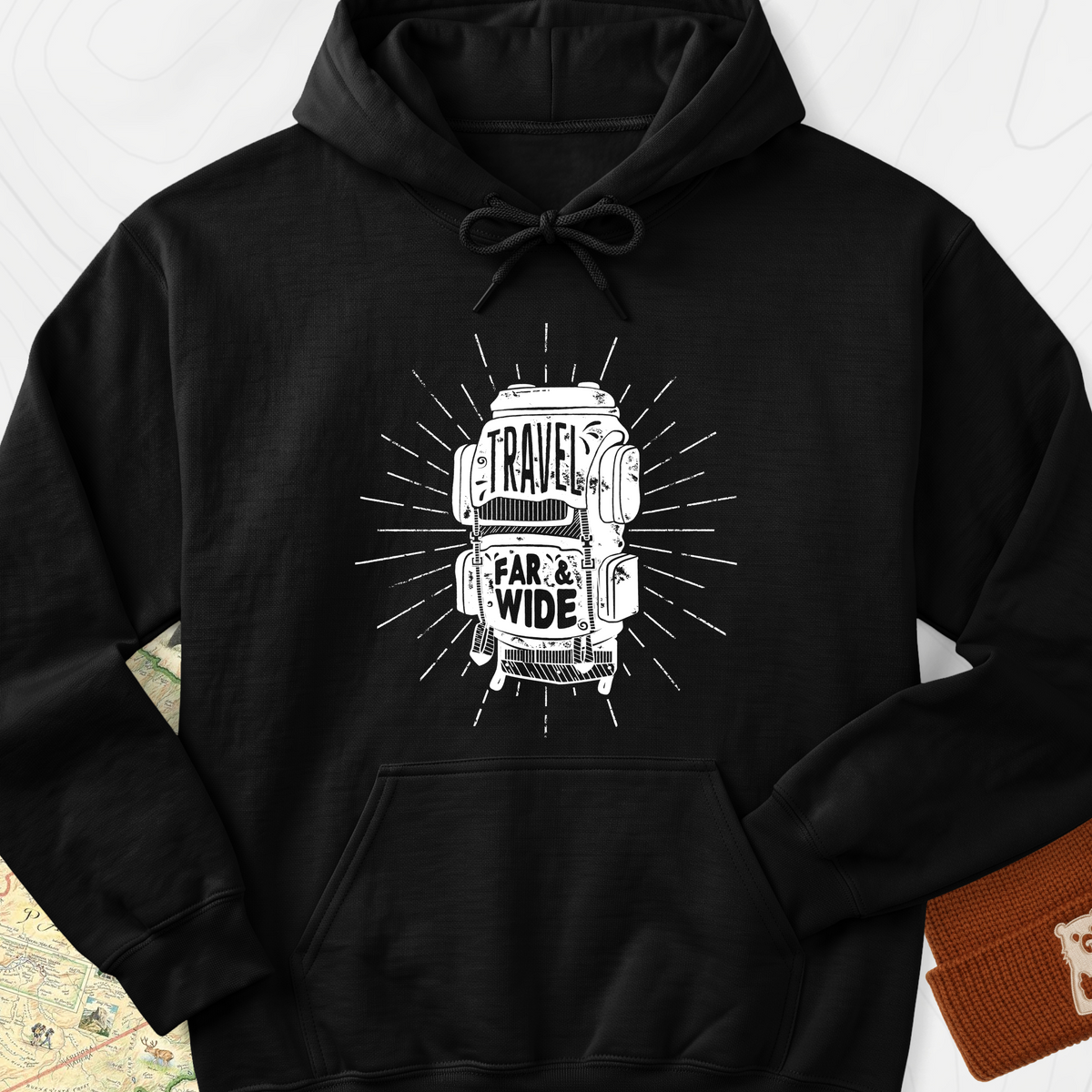 Travel Far and Wide Hoodie - Black