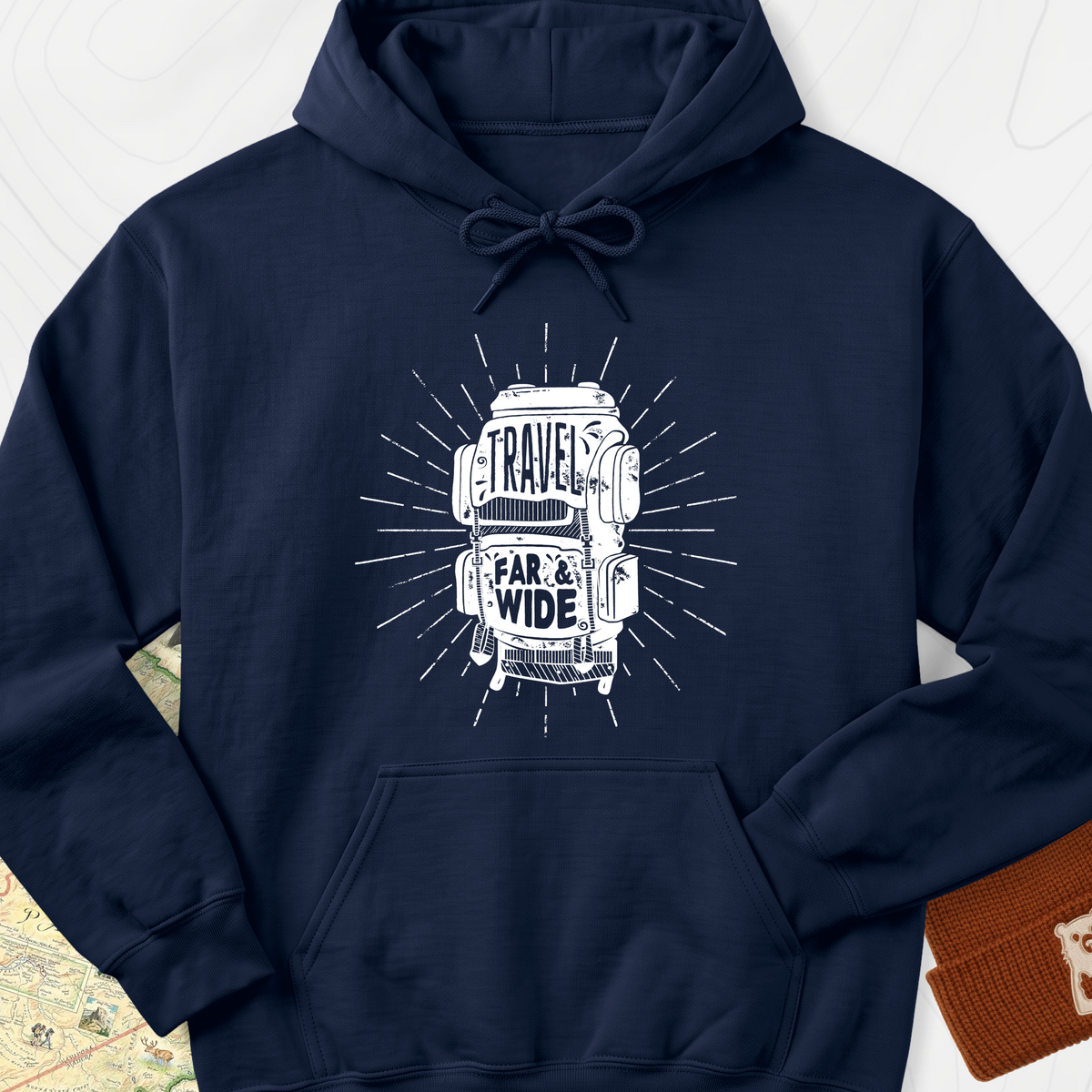 Travel Far and Wide Hoodie - Navy
