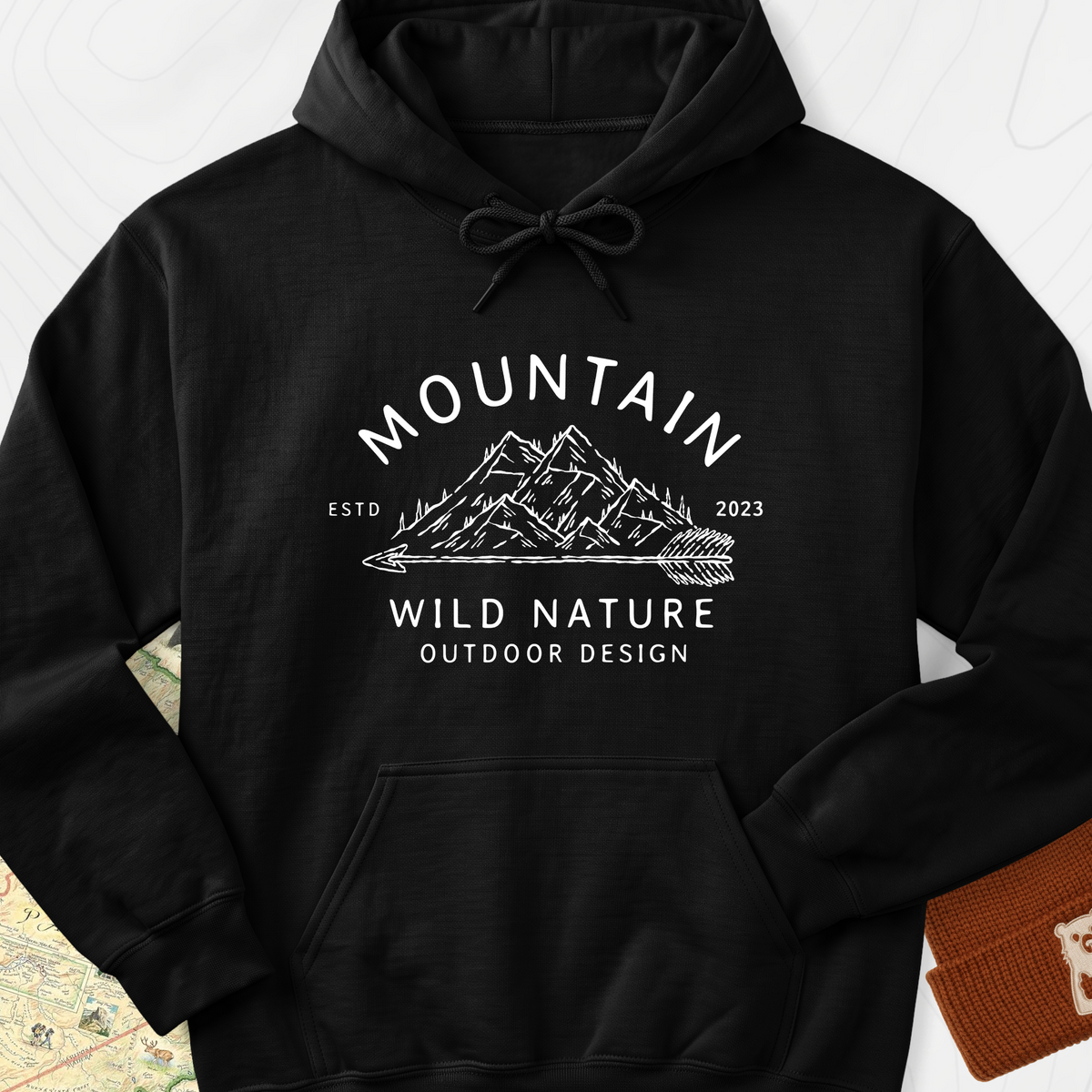 Mountain Wild Nature Hoodie - Black
