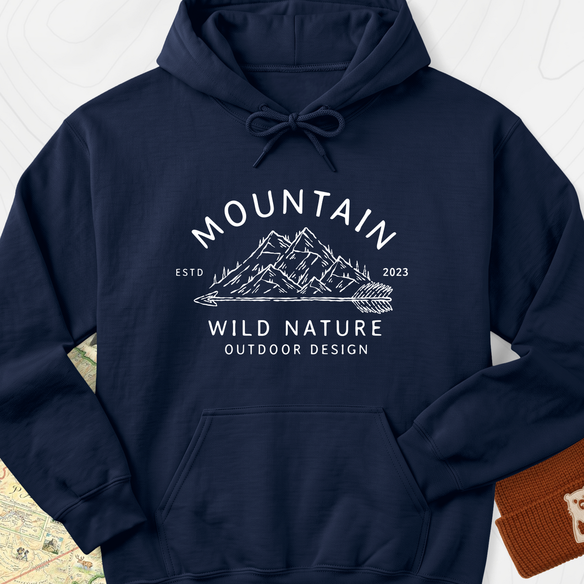 Mountain Wild Nature Hoodie - Navy