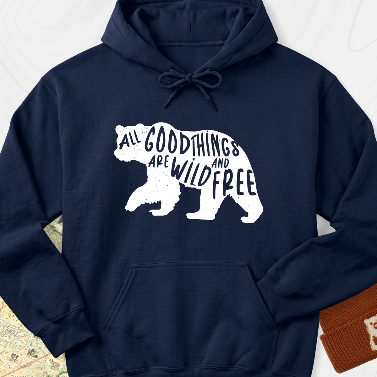 All Good Things Are Wild and Free Hoodie - Navy