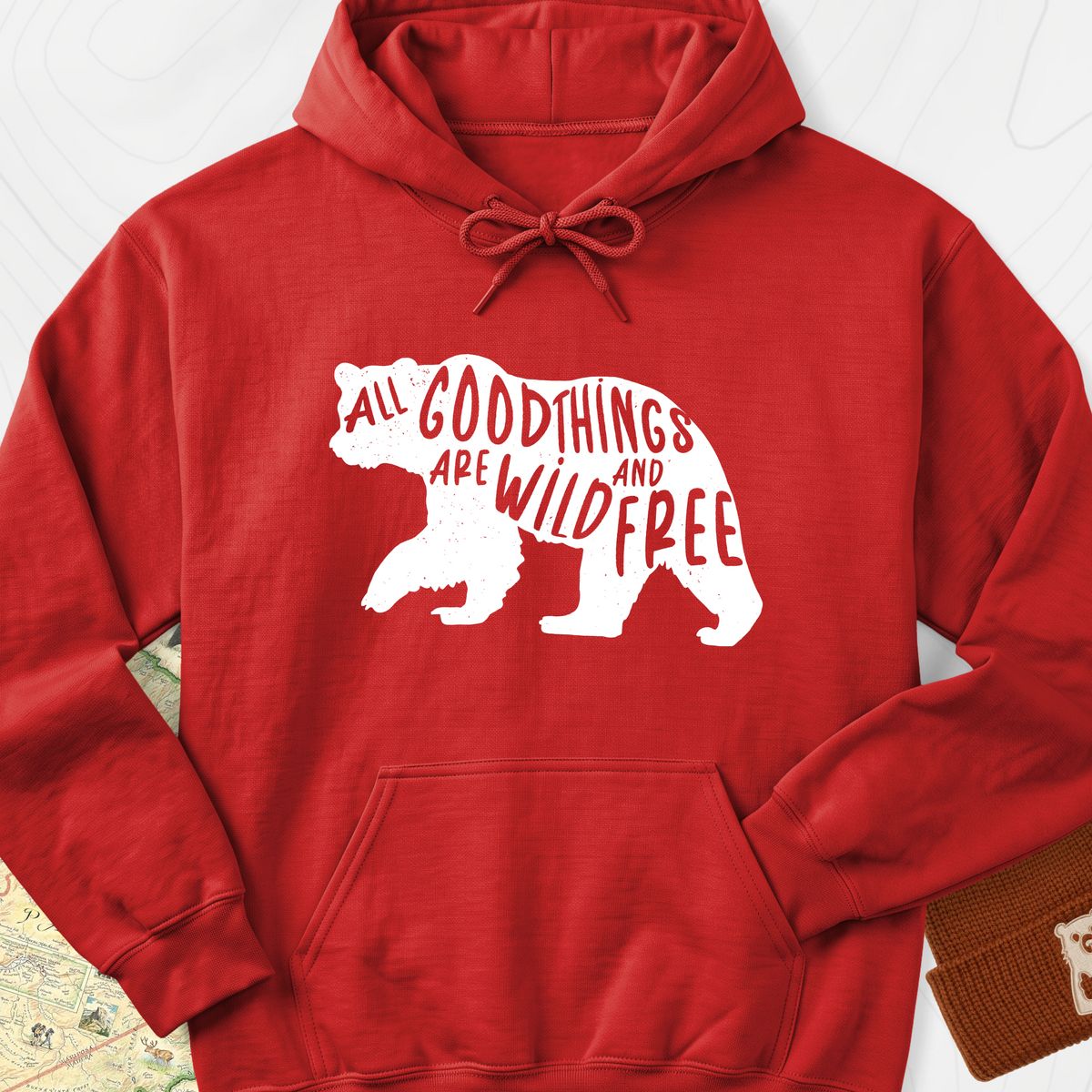 All Good Things Are Wild and Free Hoodie - Red