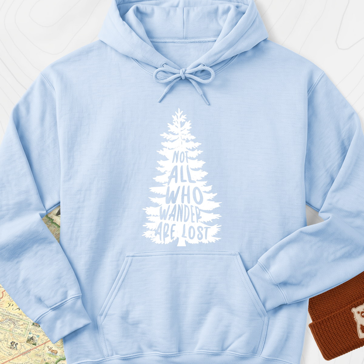 Not All Who Wander Are Lost Hoodie - Light Blue