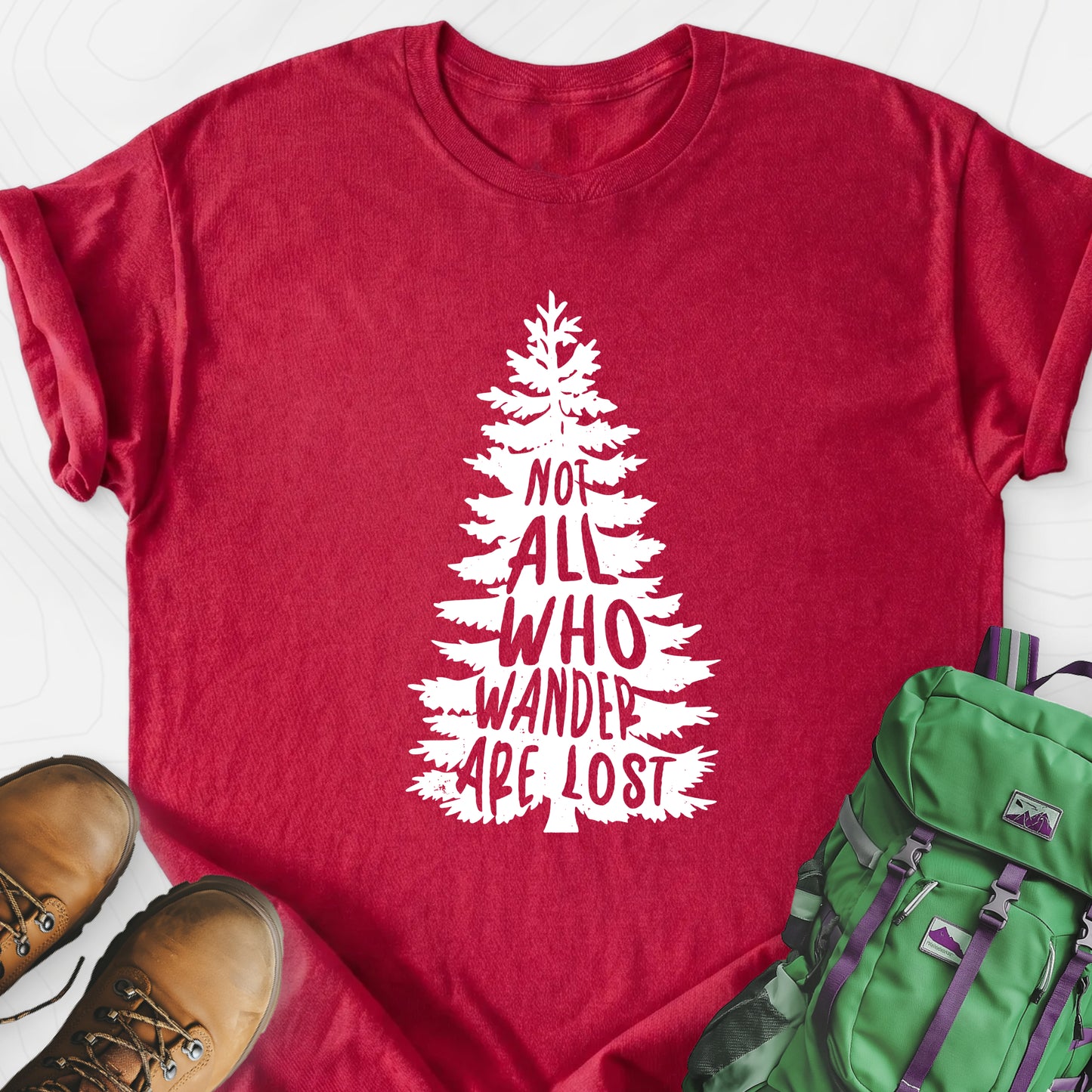 Not All Who Wander Are Lost Heather Red front print lightweight T-shirt