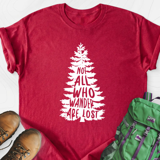 Not All Who Wander Are Lost Heather Red front print lightweight T-shirt