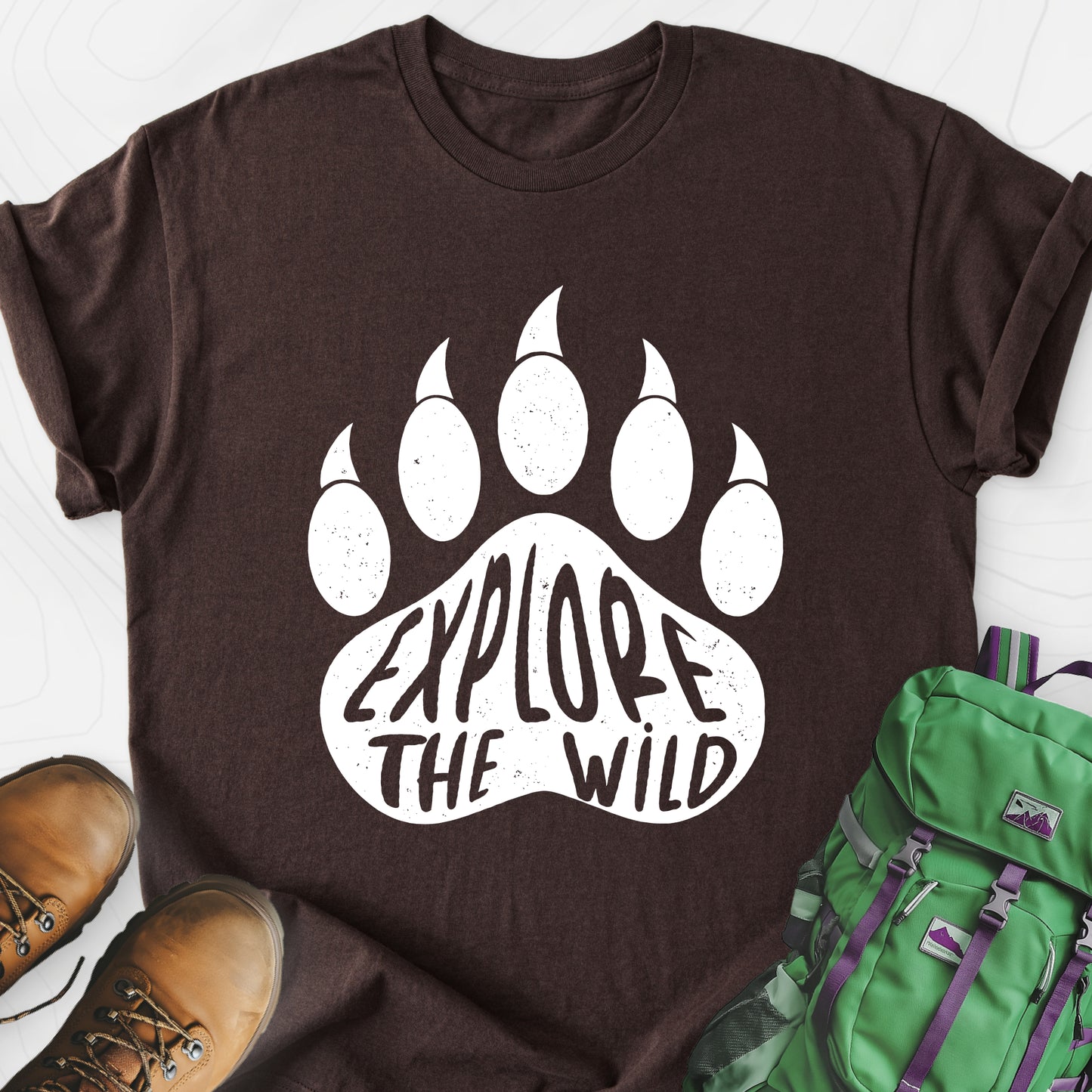 Explore the Wild Dark Chocolate front print lightweight T-shirt