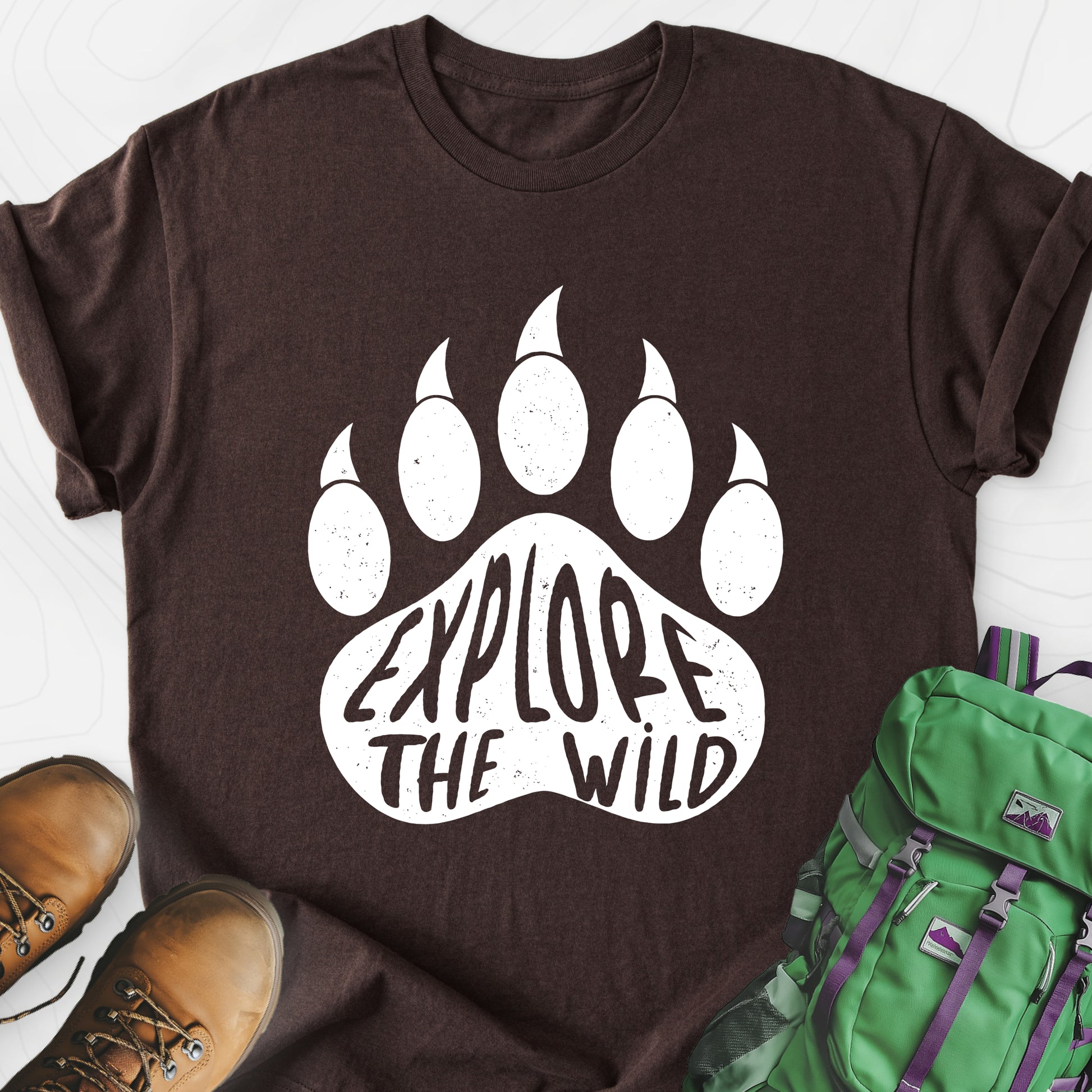 Explore the Wild Dark Chocolate front print lightweight T-shirt