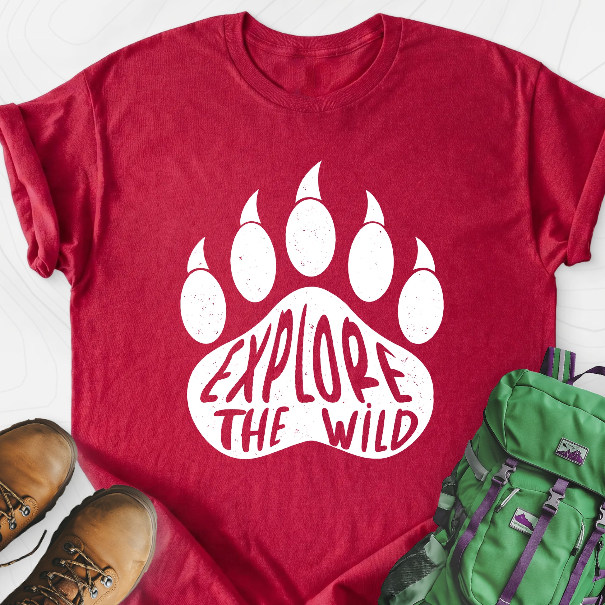 Explore the Wild Heather Red front print lightweight T-shirt