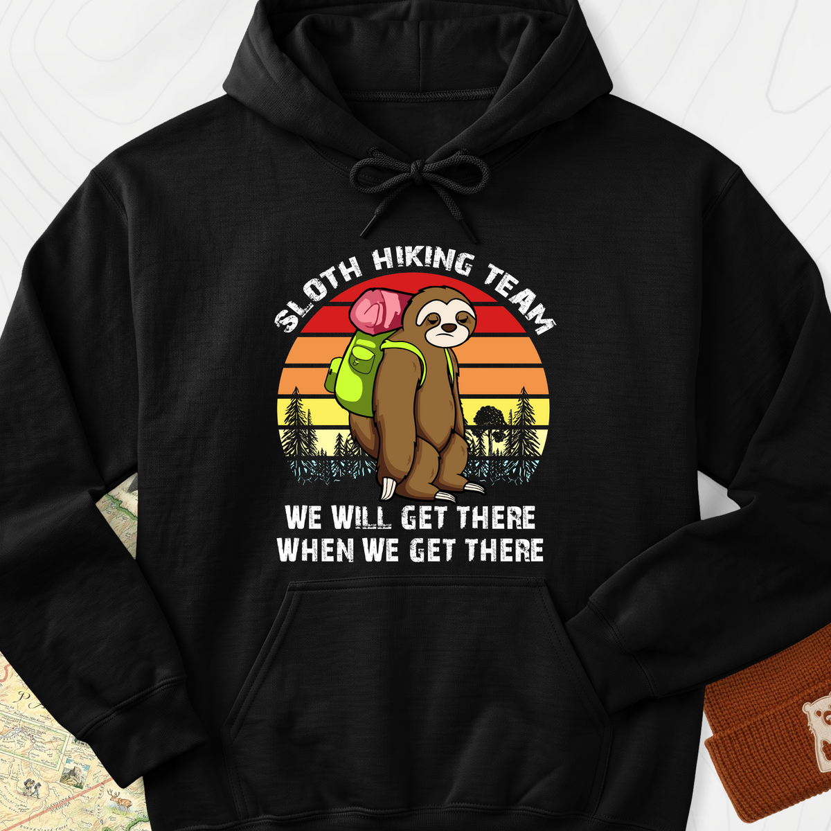 Sloth Hiking Team Hoodie - Black