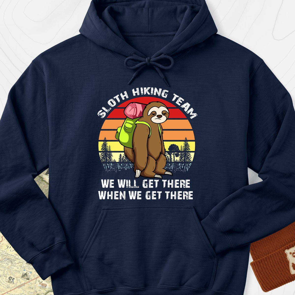 Sloth Hiking Team Hoodie - Navy
