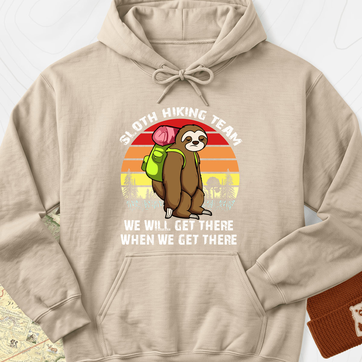 Sloth Hiking Team Hoodie - Sand