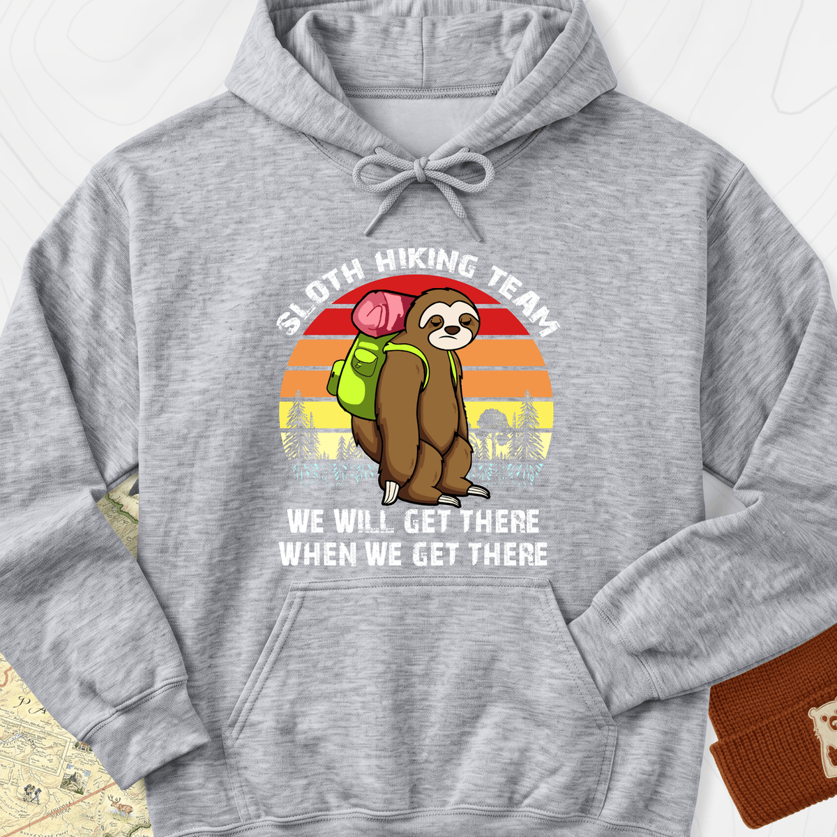 Sloth Hiking Team Hoodie - Sport Grey